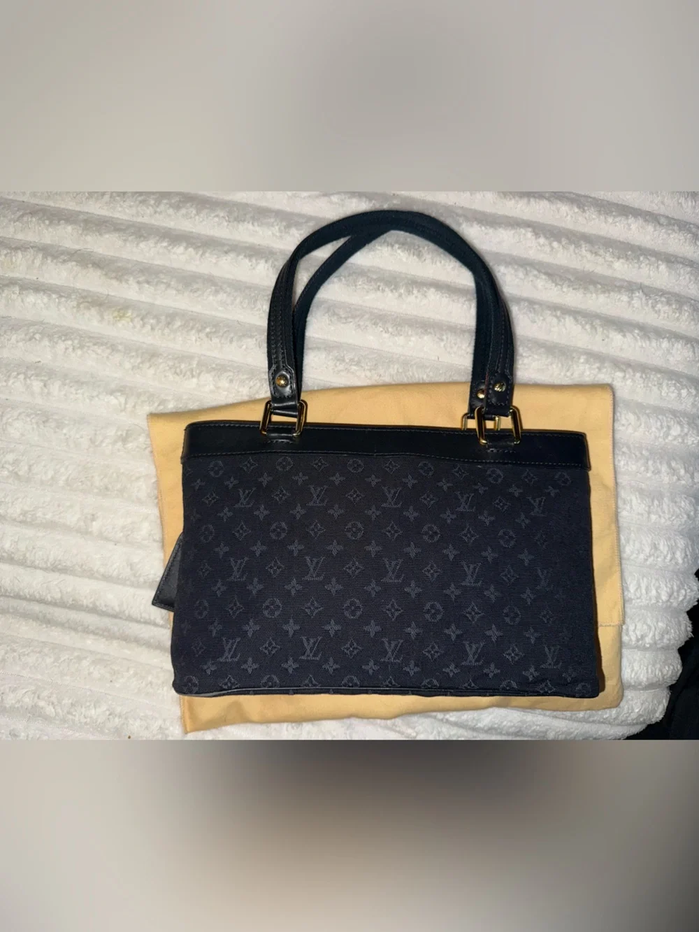Louis Vuitton Blue Lucille Monogram Tote with Leather Trim